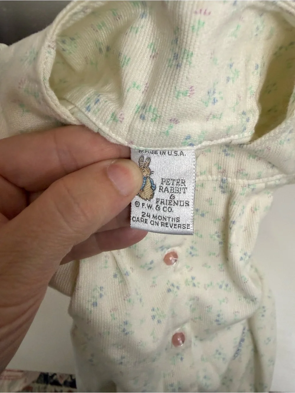 Peter Rabbit & Friends Baby Bubble Romper 24M Vintage Floral Cotton USA Cottage